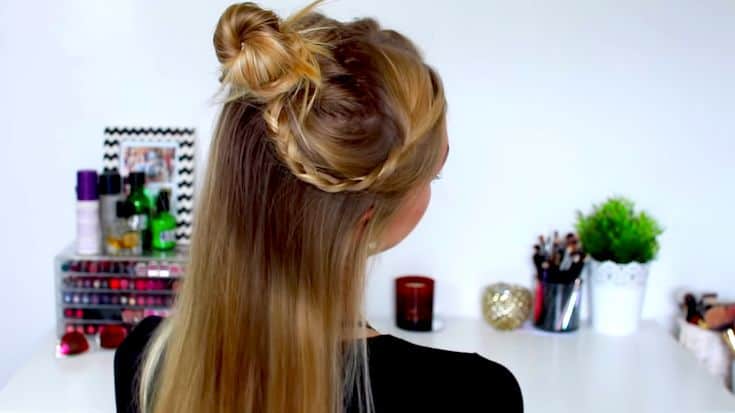 A-Half-up-half-down-top-knot-bun​-easy-summer-hairstyles-TodayWeDate.com-7