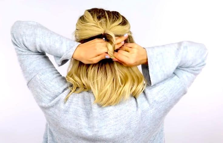 casual-summer-hairstyle-small-bun-half-updo​-3